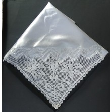 Arzum Çeyiz Tek Köşeli El Işi Dantelli Bohça 100 x 100  cm  Boyutunda - Çiçekli Lale Model
