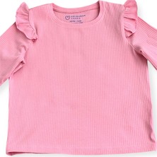 Ribanalı Omuzları Fırfırlı  Kız Çocuk Body (Bluz,uzun Kol T-Shırt ,tişört)