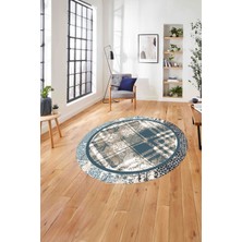 Napoli Home Çerçeveli Otantik Desen Yıkanabilir Kaymaz Yuvarlak Salon Halısı, ÇERÇEVELİ-Y-121-RENKLİ,