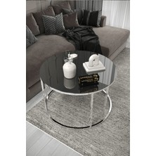 Home Plus Mobilya Çift Bacak Orta Sehpa Gümüş Ayak Füme Ayna