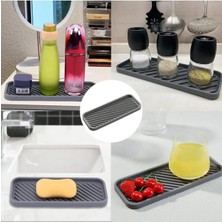 Store Silikon Yağdanlık Yağlık Standı Altlık,çok Amaçlı Organizer Sunumluk,sabunluk Altlığı 1 Adet Siyah