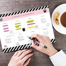 Haftalık, Günlük Planner Set - Masaüstü Planlayıcı - 50 Sayfa Tarihsiz Ders Programı, Iş Listesi, Buluşma Için To Do List - 3 Parça - Kedi Serisi