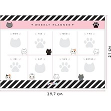 Haftalık, Günlük Planner Set - Masaüstü Planlayıcı - 50 Sayfa Tarihsiz Ders Programı, Iş Listesi, Buluşma Için To Do List - 3 Parça - Kedi Serisi