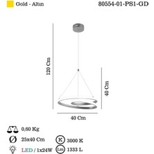 Store Elıpsı Kucuk Altın Ledlı Avıze 3000K 24W