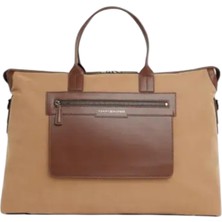 Tommy Hilfiger Deri Detaylı Tuval Seyahat Çantası