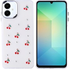 Koso Samsung A06 Kiraz Motifli Şeffaf Sararmaz Telefon Kılıfı