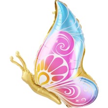 Renkli Altın Kelebek Folyo Balon 1 Adet