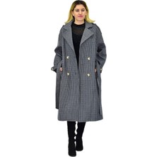 Baglan Kadın Çizgili Uzun Kaşe Kaban BGL-ST04118