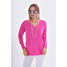 Baglan Kadın V Yaka Simli Kazak 12799 BGL-ST04107