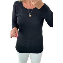 Lavella Kadın Baklava Dilimi Desenli Kazak 12781 BGL-ST04110