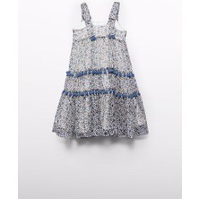 Kids House Abel Lula Kız Çocuk Küçük Ponpon Detaylı Elbise