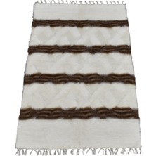 Kilim Antik El Dokuma Yün Çizgili Tiftik Siirt Battaniyesi 0002 - Yeni - Beyaz
