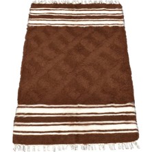 Kilim Antik El Dokuma Yün Çizgili Tiftik Siirt Battaniyesi 0017 - Yeni - Kahverengi