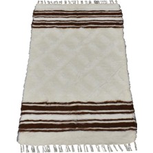 Kilim Antik El Dokuma Yün Çizgili Tiftik Siirt Battaniyesi 0011 - Yeni - Beyaz