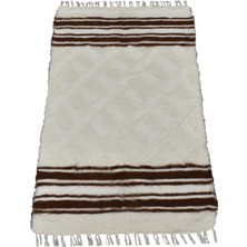 Kilim Antik El Dokuma Yün Çizgili Tiftik Siirt Battaniyesi 0011 - Yeni - Beyaz