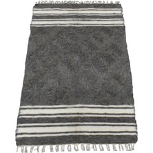 Kilim Antik El Dokuma Yün Çizgili Tiftik Siirt Battaniyesi 0014 - Yeni - Gri