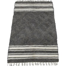 Kilim Antik El Dokuma Yün Çizgili Tiftik Siirt Battaniyesi 0014 - Yeni - Gri
