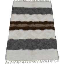 Kilim Antik El Dokuma Yün Çizgili Tiftik Siirt Battaniyesi 0018 - Yeni - Çok Renkli