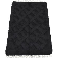 Kilim Antik El Dokuma Yün Tek Renk Tiftik Siirt Battaniyesi 0020 - Yeni - Siyah