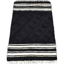 Kilim Antik El Dokuma Yün Çizgili Tiftik Siirt Battaniyesi 0016 - Yeni - Siyah