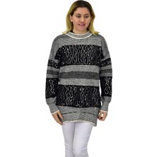 Nefise Kadın Pullu Çizgili Oversize Kazak 7592 BGL-ST04076