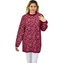 Nefise Kadın Leopar Desen Oversize Kazak 140116 BGL-ST04081