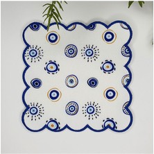 Decofav Soyut Nazar Boncuğu Desenli Nakışlı Kumaş Kokteyl Peçetesi 1 Adet