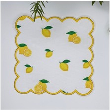 Decofav Sulu Boya Limon Desenli Nakışlı Kumaş Kokteyl Peçetesi 1 Adet