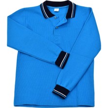 Kolej Polo Yaka Selanik Sweat Turkuaz K-Ms-05