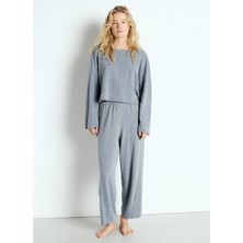 American Vintage Kayık Yaka Düz Açık Gri Kadın Sweatshırt OFY03AE25_TORNADE Chın