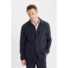 DeFacto Kırışmaz Regular Fit Polo Yaka Çıtçıt Kapamalı Cepli Teknik Gömlek Ceket B7396AX25SP