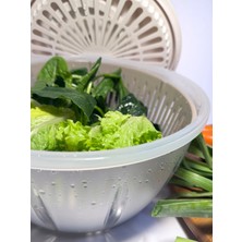 Çevirmeli Mekanizmalı Pratik Sebze Kurutucu Geniş Kapasite Ergonomik Tasarım Salata Kurutucu 4.5 Lt Soyacak Hediyeli