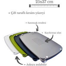 Kaymaz Tabanlı Çift Taraflı Tırtıklı Kesme Tahtası Soyacak Hediyeli