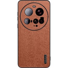 LR Joyful Xiaomi 15 Ultra Ahşap Doku Pu Deri Kaplamalı Pc Tpu Telefon Kapağı (Yurt Dışından)