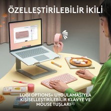 Logitech Pebble 2 Set Çoklu Cihaz Özellikli Sessiz Kablosuz Türkçe Q Klavye ve Mouse Seti - Pembe