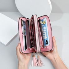 Runxi Life Hall Bayanlar Uzun Cüzdan Çift Fermuarlı Clutch Öğrenci Bilek Kayışı Çift Katmanlı Büyük Kapasiteli Cep Telefonu (Yurt Dışından)