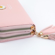 Runxi Life Hall Bayanlar Uzun Cüzdan Çift Fermuarlı Clutch Öğrenci Bilek Kayışı Çift Katmanlı Büyük Kapasiteli Cep Telefonu (Yurt Dışından)