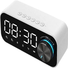 Yunpaly Bluetooth 5.0 Hoparlörlü LED Çalar Saat USB ile Çalışan Beyaz (Yurt Dışından)