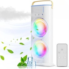 Ensiga Buzlu Su Püskürtmeli Hava Serinletici Fan Taşınabilir Hava Nemlendiricili Ledli Fan
