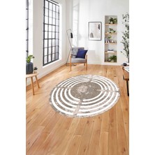 Napoli Home Çerçeveli Sade Dikdörtgen Çizgili Yıkanabilir Kaymaz Yuvarlak Salon Halısı, Çerçeveli-Y-51-Vizon,