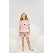 8850 Kız Ç. Baskılı Şort Takım