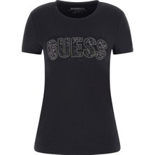 Kadın Cn Ss Logo Lace T-Shirt - Siyah