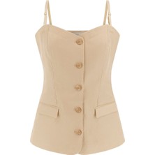 Kadın Isabeau Korse Yelek - Bej