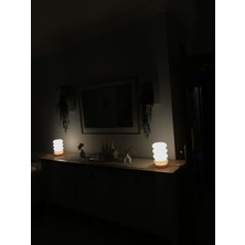 Turan 3d Mezelia Abajür - 3d Yazıcı İle Üretilmiş Bej Renk Modern Iç Aydınlatma (Led Ampül Dahil) 2 Adet