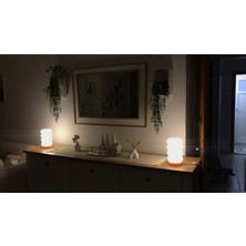 Turan 3d Mezelia Abajür - 3d Yazıcı İle Üretilmiş Bej Renk Modern Iç Aydınlatma (Led Ampül Dahil) 2 Adet