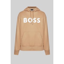 Boss Regular Fit  Kapüşonlu Erkek Sweatshirt Bej
