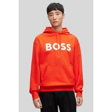 Boss Regular Fit  Kapüşonlu Erkek Sweatshirt Turuncu