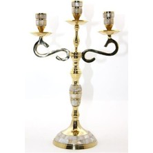 Ttt Pirinç Sedefli 3'lü Şamdan Model 3