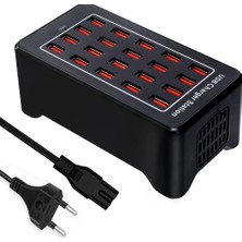 20 Portlu Masaüstü USB Şarj Istasyonu 100W Çok Fonksiyonlu USB Akıllı Şarj Cihazı  USB Duvar Şarj Cihazı