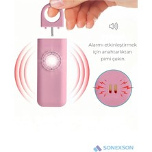 Kişisel Güvenlik Alarmı ve Anahtarlık - 130DB Yüksek Sesli,ışıklı,şarj Edilebilir,pembe